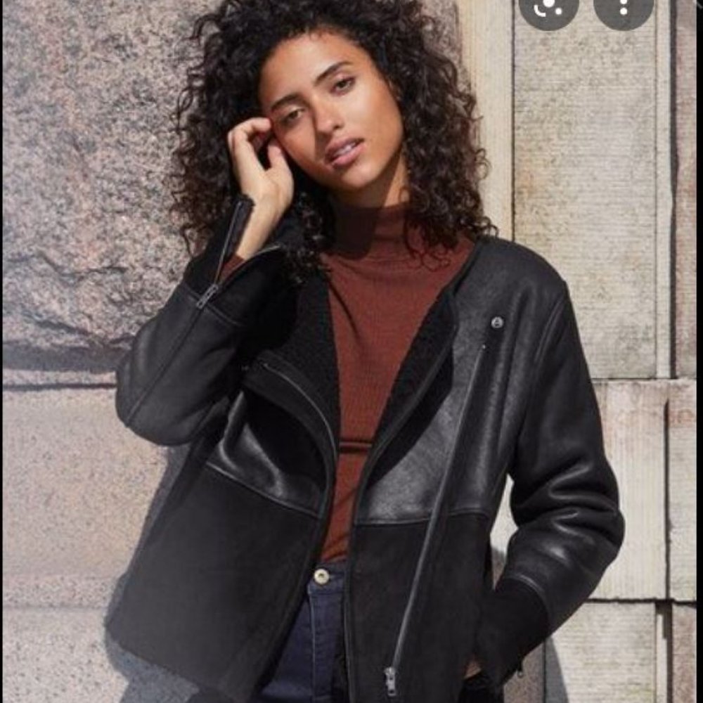 WRAP LONDON Suede and Leather Sheepskin Shearling Leah Jacket XS